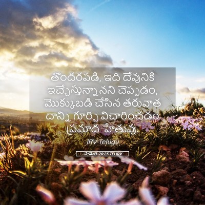 Picture 05 - సామెత 20:25 TELIRV - తొందరపడి, ఇది - Bible Verse Picture