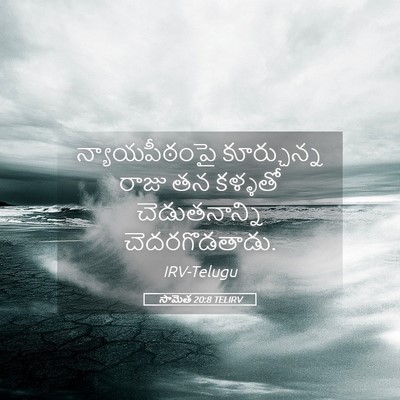 Picture 05 - సామెత 20:8 TELIRV - న్యాయపీఠంపై - Bible Verse Picture