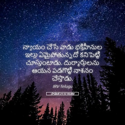 Picture 05 - సామెత 21:12 TELIRV - న్యాయం చేసే వాడు - Bible Verse Picture