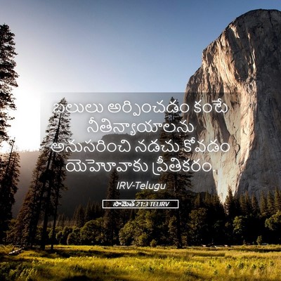 Picture 05 - సామెత 21:3 TELIRV - బలులు అర్పించడం - Bible Verse Picture