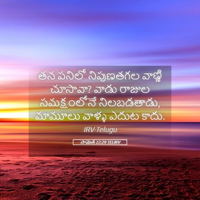 Picture 05 - సామెత 22:29 TELIRV - తన పనిలో నిపుణతగల - Bible Verse Picture