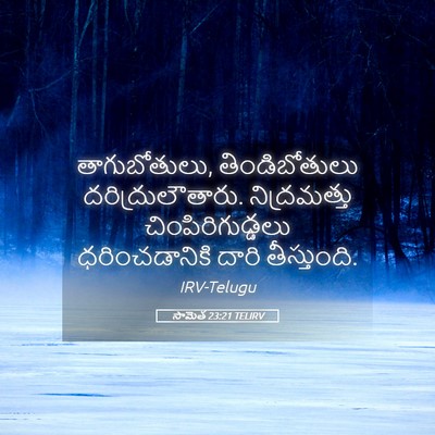 Picture 05 - సామెత 23:21 TELIRV - తాగుబోతులు, - Bible Verse Picture