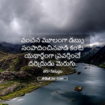 Picture 05 - సామెత 28:6 TELIRV - వంచన మూలంగా డబ్బు - Bible Verse Picture