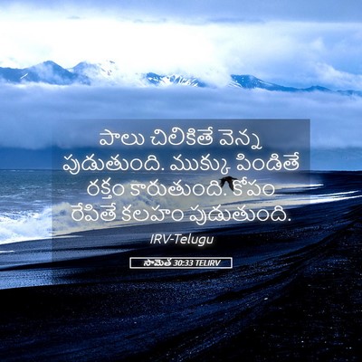 Picture 05 - సామెత 30:33 TELIRV - పాలు చిలికితే - Bible Verse Picture
