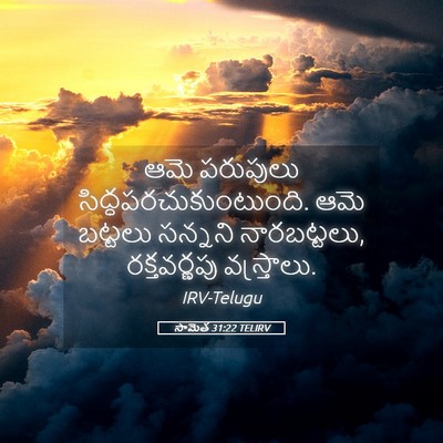 Picture 05 - సామెత 31:22 TELIRV - ఆమె పరుపులు - Bible Verse Picture