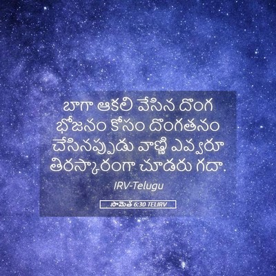 Picture 05 - సామెత 6:30 TELIRV - బాగా ఆకలి వేసిన - Bible Verse Picture