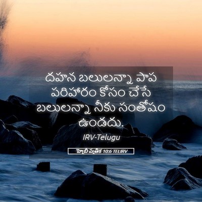 Picture 05 - హెబ్రీ పత్రిక 10:6 TELIRV - దహన బలులన్నా పాప - Bible Verse Picture