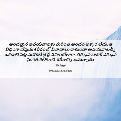 Picture 06 - 1 కొరింథీయులకు 12:25 TELIRV - అందమైన అవయవాలకు - Bible Verse Picture