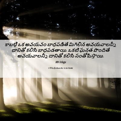 Picture 06 - 1 కొరింథీయులకు 12:26 TELIRV - కాబట్టి ఒక అవయవం - Bible Verse Picture