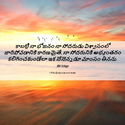 Picture 06 - 1 కొరింథీయులకు 8:13 TELIRV - కాబట్టి నా భోజనం - Bible Verse Picture