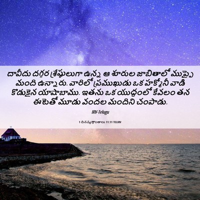 Picture 06 - 1 దినవృత్తాంతాలు 11:11 TELIRV - దావీదు దగ్గర - Bible Verse Picture