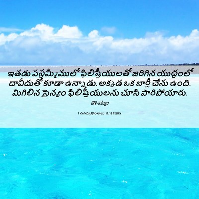 Picture 06 - 1 దినవృత్తాంతాలు 11:13 TELIRV - ఇతడు పస్దమ్మీములో - Bible Verse Picture