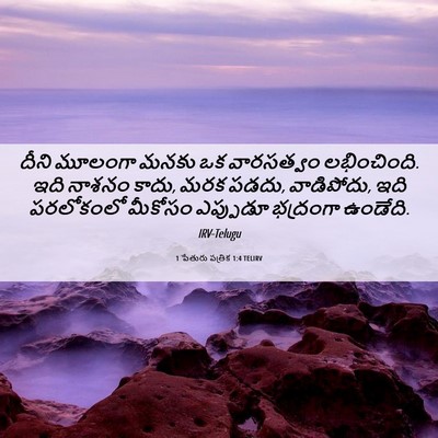 Picture 06 - 1 పేతురు పత్రిక 1:4 TELIRV - దీని మూలంగా మనకు - Bible Verse Picture