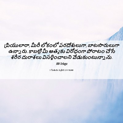 Picture 06 - 1 పేతురు పత్రిక 2:11 TELIRV - ప్రియులారా, మీరీ - Bible Verse Picture
