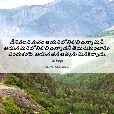 Picture 06 - 1 యోహాను పత్రిక 4:13 TELIRV - దీనివలన మనం ఆయనలో - Bible Verse Picture