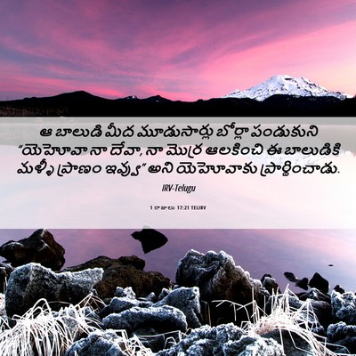 Picture 06 - 1 రాజులు 17:21 TELIRV - ఆ బాలుడి మీద - Bible Verse Picture