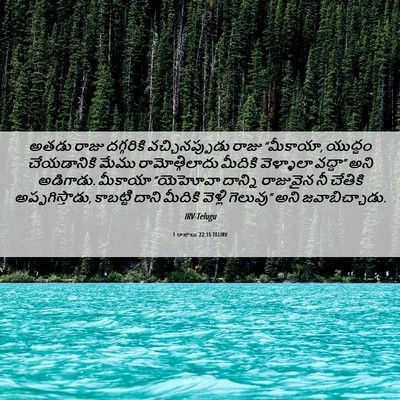 Picture 06 - 1 రాజులు 22:15 TELIRV - అతడు రాజు - Bible Verse Picture