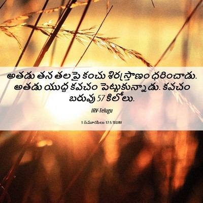 Picture 06 - 1 సమూయేలు 17:5 TELIRV - అతడు తన తలపై కంచు - Bible Verse Picture