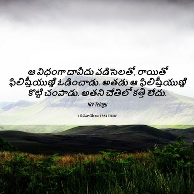 Picture 06 - 1 సమూయేలు 17:50 TELIRV - ఆ విధంగా దావీదు - Bible Verse Picture