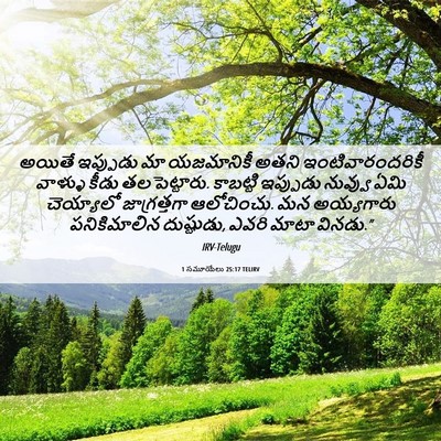 Picture 06 - 1 సమూయేలు 25:17 TELIRV - అయితే ఇప్పుడు మా - Bible Verse Picture