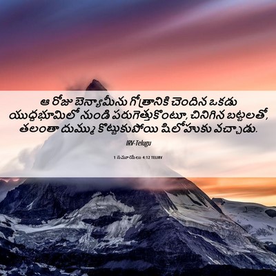 Picture 06 - 1 సమూయేలు 4:12 TELIRV - ఆ రోజు బెన్యామీను - Bible Verse Picture