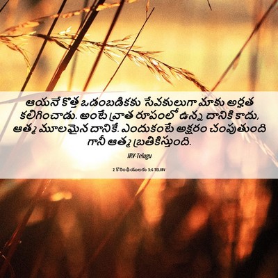 Picture 06 - 2 కొరింథీయులకు 3:6 TELIRV - ఆయనే కొత్త - Bible Verse Picture