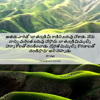 Picture 06 - 2 దినవృత్తాంతాలు 10:14 TELIRV - అతడు వారితో “నా - Bible Verse Picture