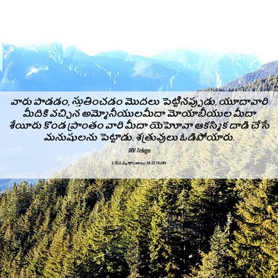 Picture 06 - 2 దినవృత్తాంతాలు 20:22 TELIRV - వారు పాడడం, - Bible Verse Picture