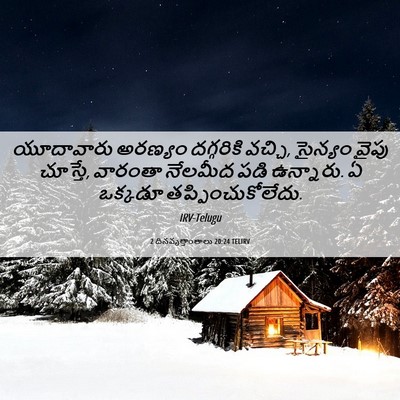 Picture 06 - 2 దినవృత్తాంతాలు 20:24 TELIRV - యూదావారు అరణ్యం - Bible Verse Picture