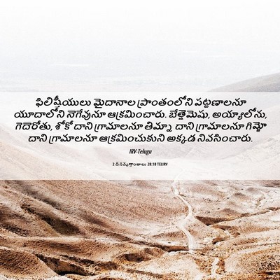 Picture 06 - 2 దినవృత్తాంతాలు 28:18 TELIRV - ఫిలిష్తీయులు - Bible Verse Picture