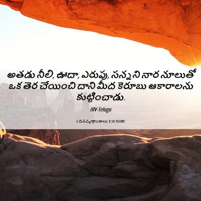 Picture 06 - 2 దినవృత్తాంతాలు 3:14 TELIRV - అతడు నీలి, ఊదా, - Bible Verse Picture