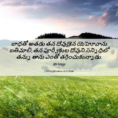 Picture 06 - 2 దినవృత్తాంతాలు 33:12 TELIRV - బాధతో అతడు తన - Bible Verse Picture