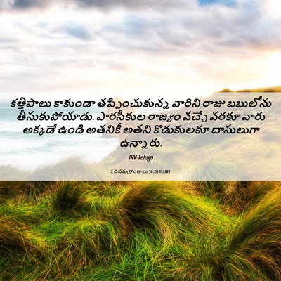 Picture 06 - 2 దినవృత్తాంతాలు 36:20 TELIRV - కత్తిపాలు కాకుండా - Bible Verse Picture