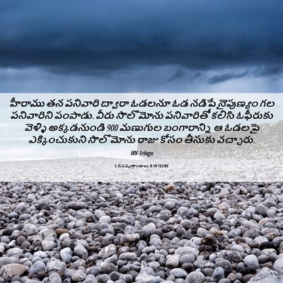 Picture 06 - 2 దినవృత్తాంతాలు 8:18 TELIRV - హీరాము తన పనివారి - Bible Verse Picture