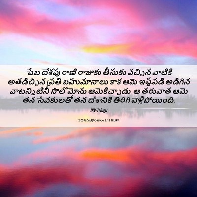 Picture 06 - 2 దినవృత్తాంతాలు 9:12 TELIRV - షేబ దేశపు రాణి - Bible Verse Picture