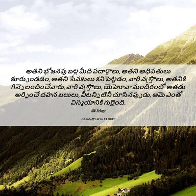 Picture 06 - 2 దినవృత్తాంతాలు 9:4 TELIRV - అతని భోజనపు బల్ల - Bible Verse Picture