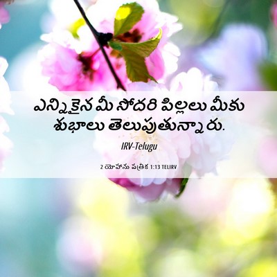 Picture 06 - 2 యోహాను పత్రిక 1:13 TELIRV - ఎన్నికైన మీ సోదరి - Bible Verse Picture