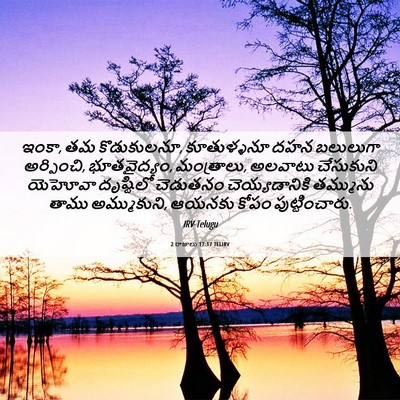 Picture 06 - 2 రాజులు 17:17 TELIRV - ఇంకా, తమ కొడుకులనూ, - Bible Verse Picture