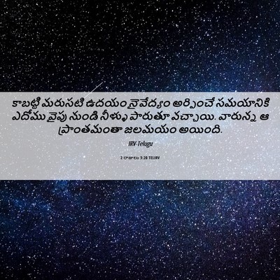 Picture 06 - 2 రాజులు 3:20 TELIRV - కాబట్టి మరుసటి - Bible Verse Picture