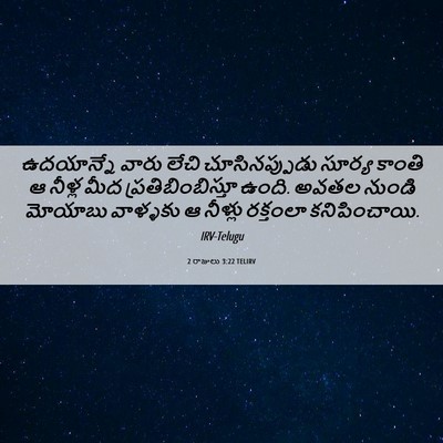 Picture 06 - 2 రాజులు 3:22 TELIRV - ఉదయాన్నే వారు - Bible Verse Picture