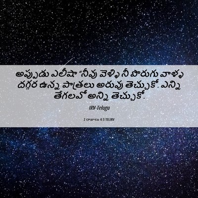 Picture 06 - 2 రాజులు 4:3 TELIRV - అప్పుడు ఎలీషా - Bible Verse Picture