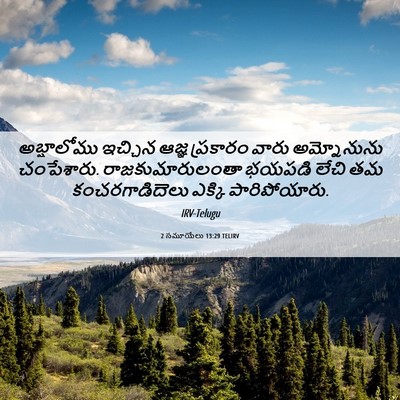 Picture 06 - 2 సమూయేలు 13:29 TELIRV - అబ్షాలోము ఇచ్చిన - Bible Verse Picture