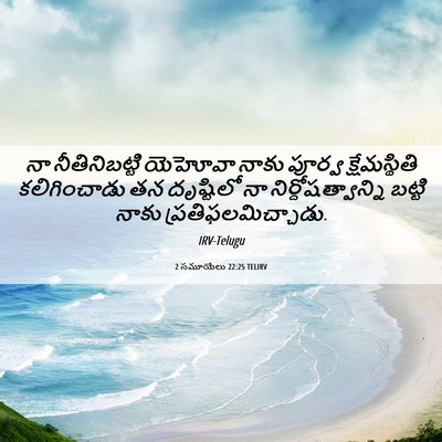 Picture 06 - 2 సమూయేలు 22:25 TELIRV - నా నీతినిబట్టి - Bible Verse Picture