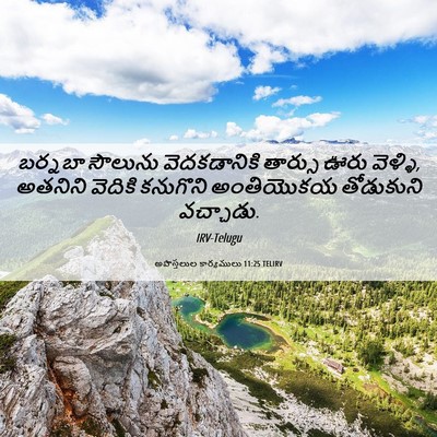 Picture 06 - అపొస్తలుల కార్యములు 11:25 TELIRV - బర్నబా సౌలును - Bible Verse Picture