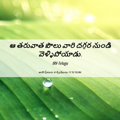 Picture 06 - అపొస్తలుల కార్యములు 17:33 TELIRV - ఆ తరువాత పౌలు వారి - Bible Verse Picture