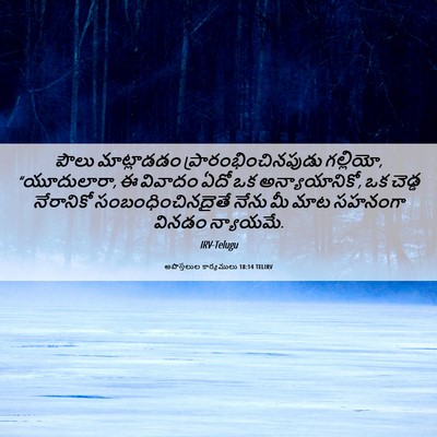 Picture 06 - అపొస్తలుల కార్యములు 18:14 TELIRV - పౌలు మాట్లాడడం - Bible Verse Picture