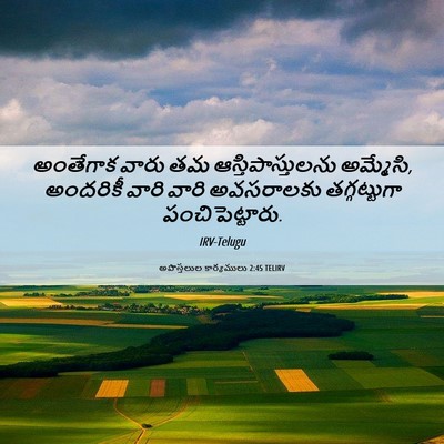 Picture 06 - అపొస్తలుల కార్యములు 2:45 TELIRV - అంతేగాక వారు తమ - Bible Verse Picture