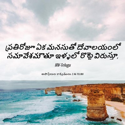 Picture 06 - అపొస్తలుల కార్యములు 2:46 TELIRV - ప్రతిరోజూ ఏక - Bible Verse Picture