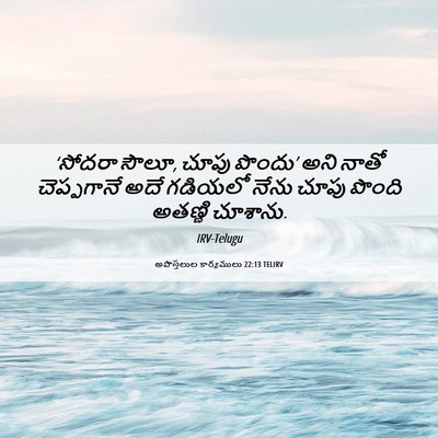 Picture 06 - అపొస్తలుల కార్యములు 22:13 TELIRV - ‘సోదరా సౌలూ, చూపు - Bible Verse Picture