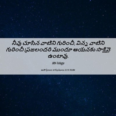 Picture 06 - అపొస్తలుల కార్యములు 22:15 TELIRV - నీవు చూసిన వాటిని - Bible Verse Picture